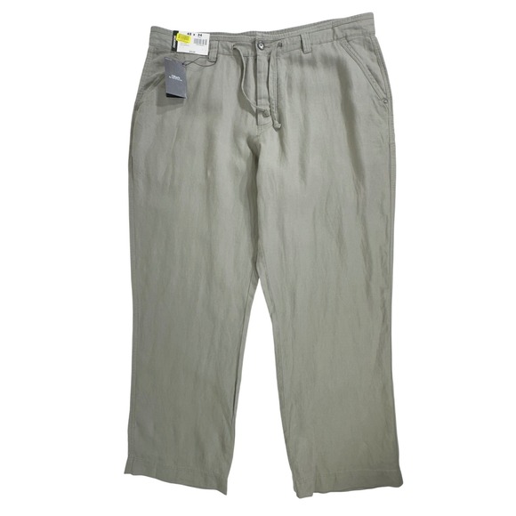 Murano Linen Baird McNutt Pants Sage Green Size 42x34 Drawstring New With Tags